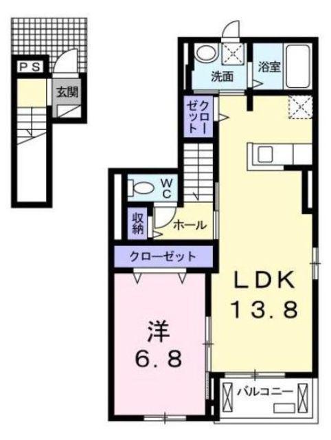 グラン・パレI(1LDK/2階)の間取り写真