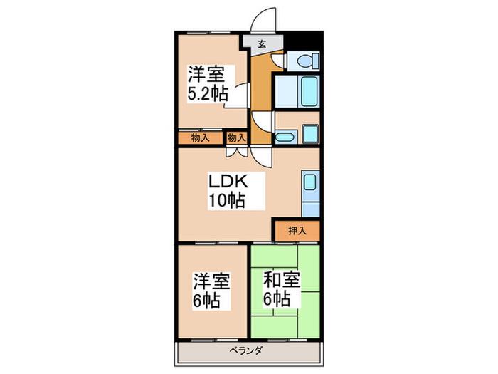 ブリリアンス南浦和(3LDK/4階)の間取り写真