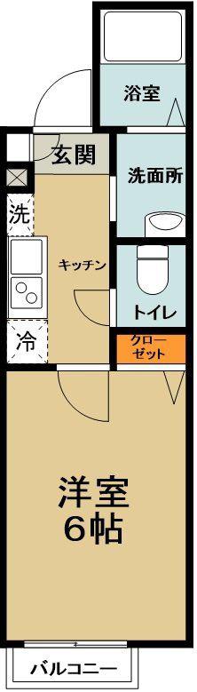 カーサ羽生(1K/2階)の間取り写真