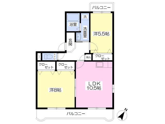 ハイツK(2LDK/3階)の間取り写真
