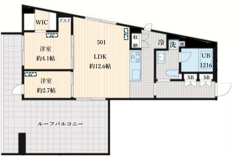 FULLEA島津山(2LDK/3階)の間取り写真