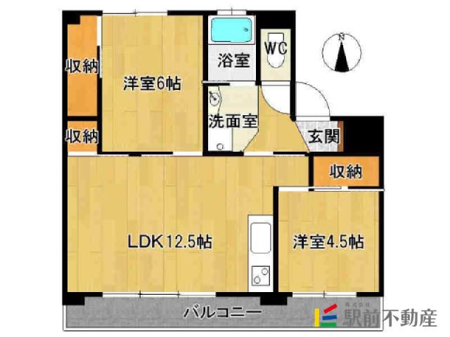 ハッピーエステート大財北 4号棟(2LDK/4階)の間取り写真
