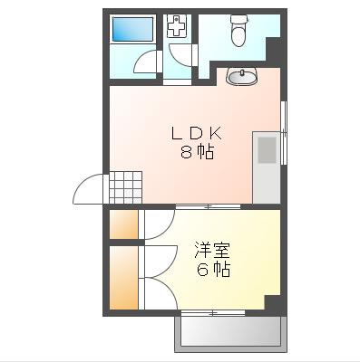 メーゾンS(1LDK/2階)の間取り写真