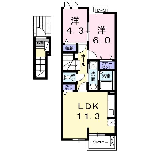ロイヤルホーム(2LDK/2階)の間取り写真