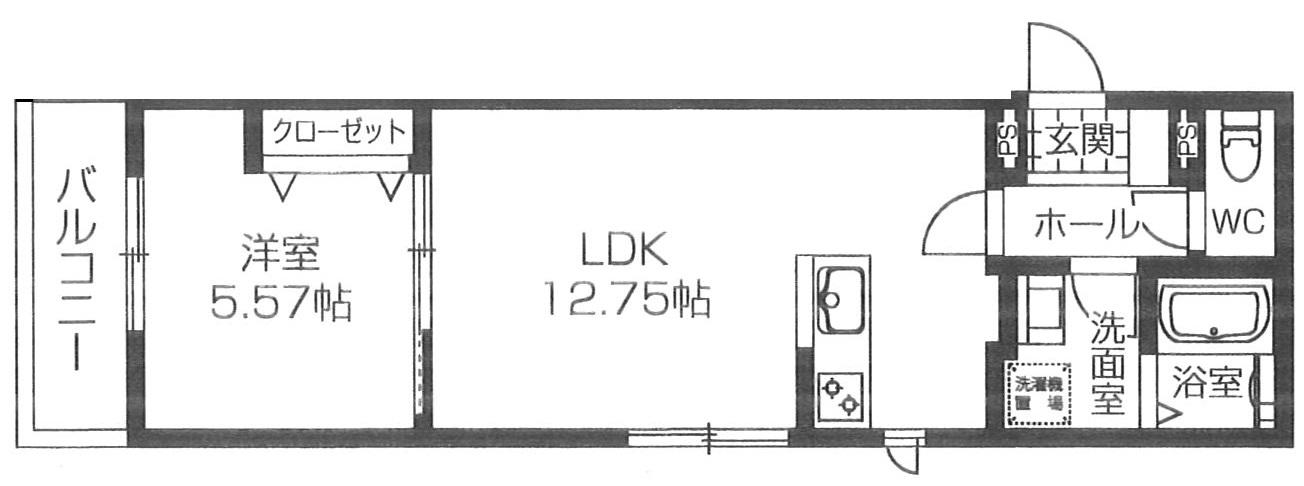 レジデンスコスモス坂戸(1LDK/3階)の間取り写真