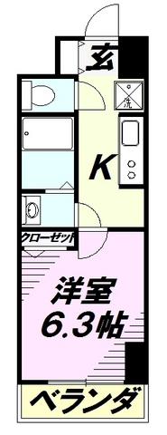 セントランド所沢(1K/5階)の間取り写真