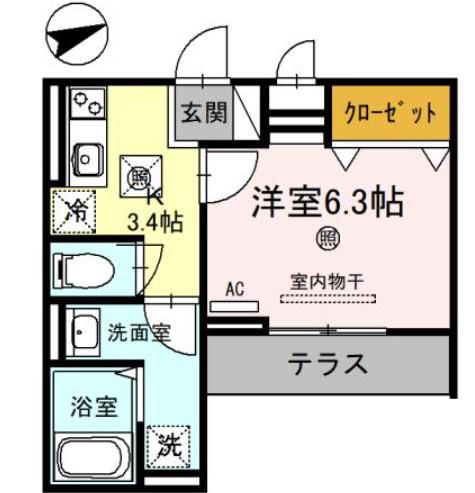 サルターレ(1K/2階)の間取り写真