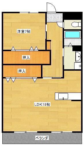 サンヒルズ花畑A(1LDK/2階)の間取り写真