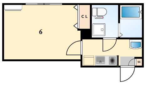 CASA FELICE 雑色(1K/3階)の間取り写真