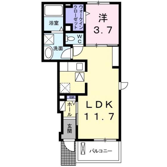 マリンルージュ(1LDK/1階)の間取り写真