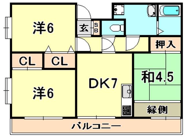 オルタンシア大池1(3DK/3階)の間取り写真