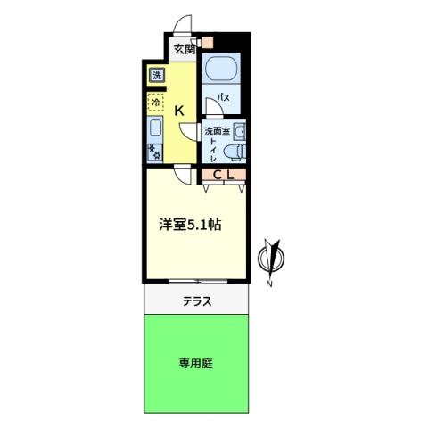 AZEST金町(1K/1階)の間取り写真