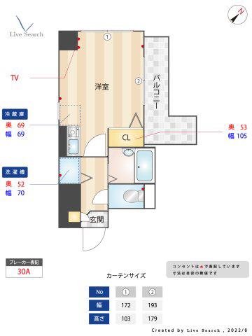 ダイナコートベイサイド博多(1K/4階)の間取り写真