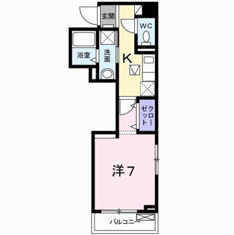 NICEWELL 鴻池(1K/1階)の間取り写真