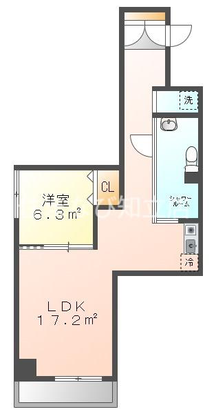 KAGAYAKI SQUARE(1LDK/4階)の間取り写真
