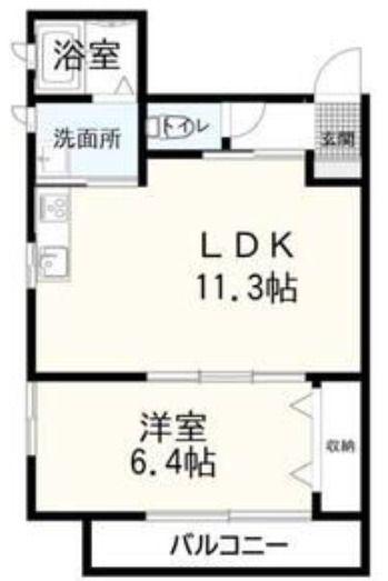 AUBE(1LDK/2階)の間取り写真
