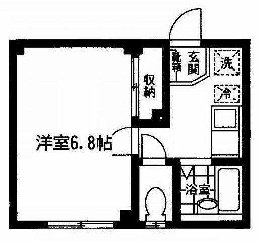 ヴィラフルール(1K/1階)の間取り写真