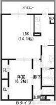 アンプルールフェールオロール(1LDK/1階)の間取り写真