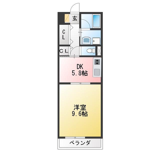 ロイヤルパーク多摩川(1DK/5階)の間取り写真