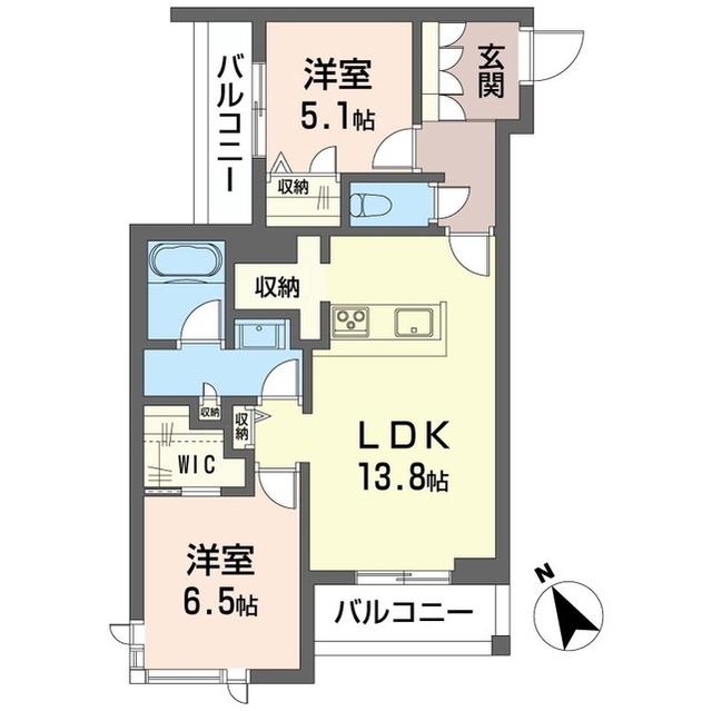ウィステリアガーデン(2LDK/3階)の間取り写真