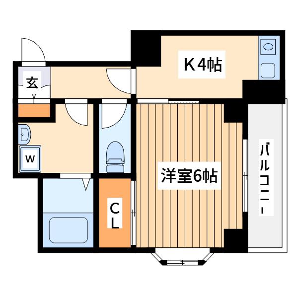 メルクマール(1K/2階)の間取り写真