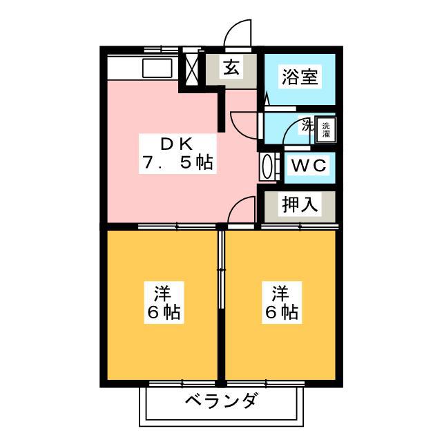 エステートピア セリーナ(2DK/1階)の間取り写真