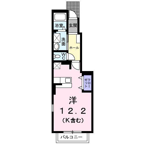 フリーデA・K(1K/1階)の間取り写真