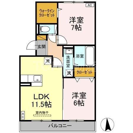 ハイツバンビス(2LDK/3階)の間取り写真