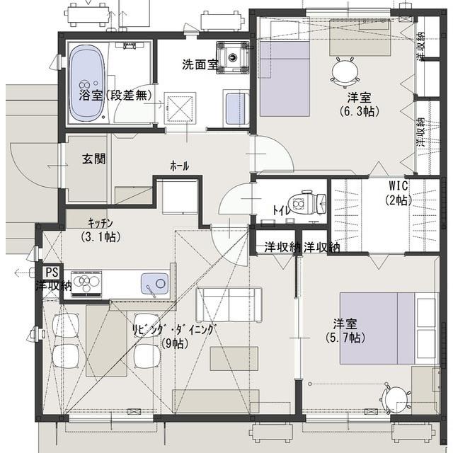 フィナンセ B(2LDK/1階)の間取り写真
