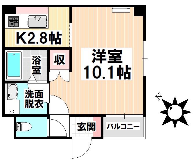 コンフォース南(1K/2階)の間取り写真