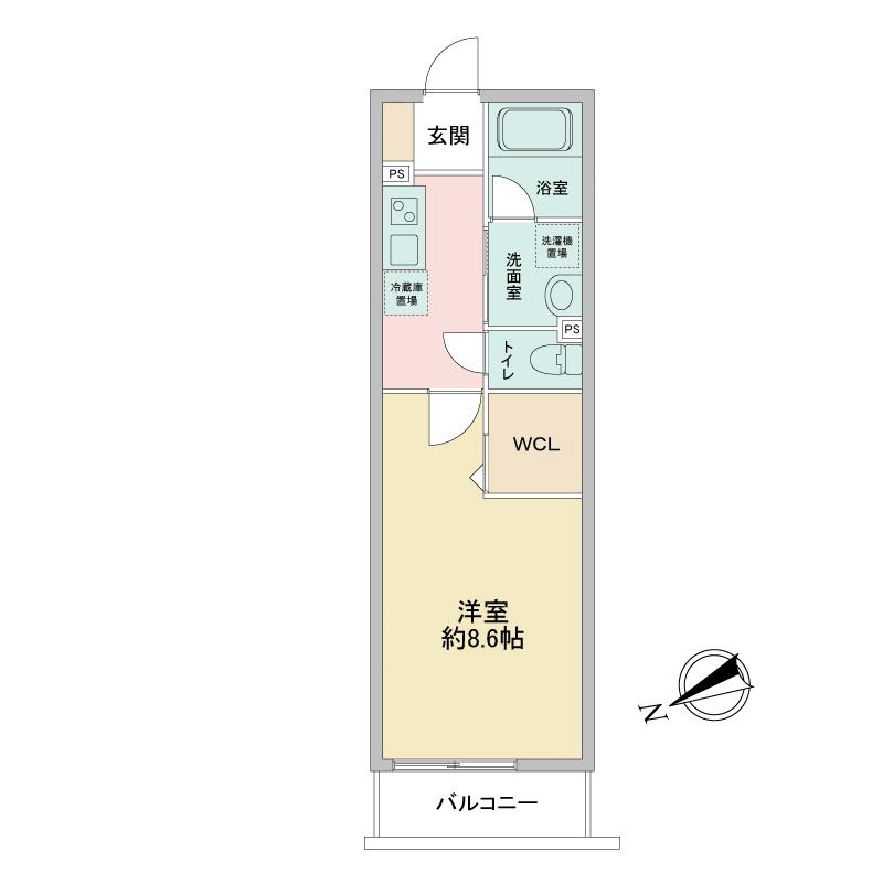 レオ四拾八番館(1K/2階)の間取り写真