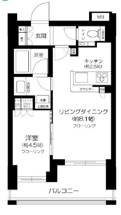 クラッシイスイート赤坂(1LDK/3階)の間取り写真