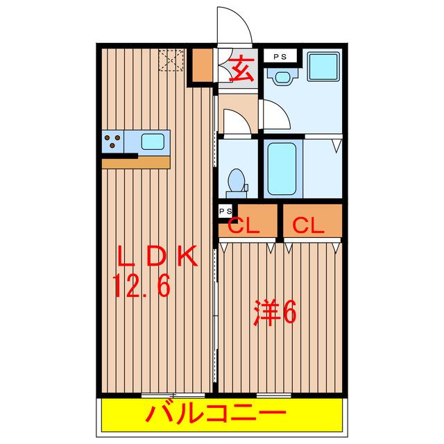 リブリ・緑が丘II(1LDK/1階)の間取り写真