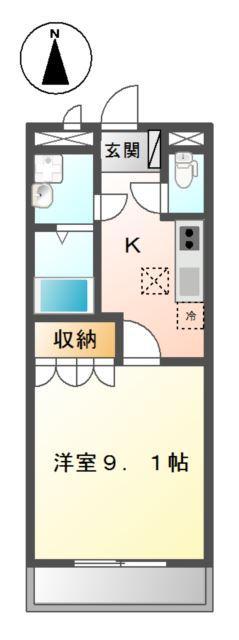 クレスト(1K/1階)の間取り写真