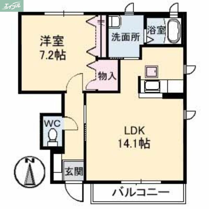 シャーメゾン西長瀬(1LDK/1階)の間取り写真