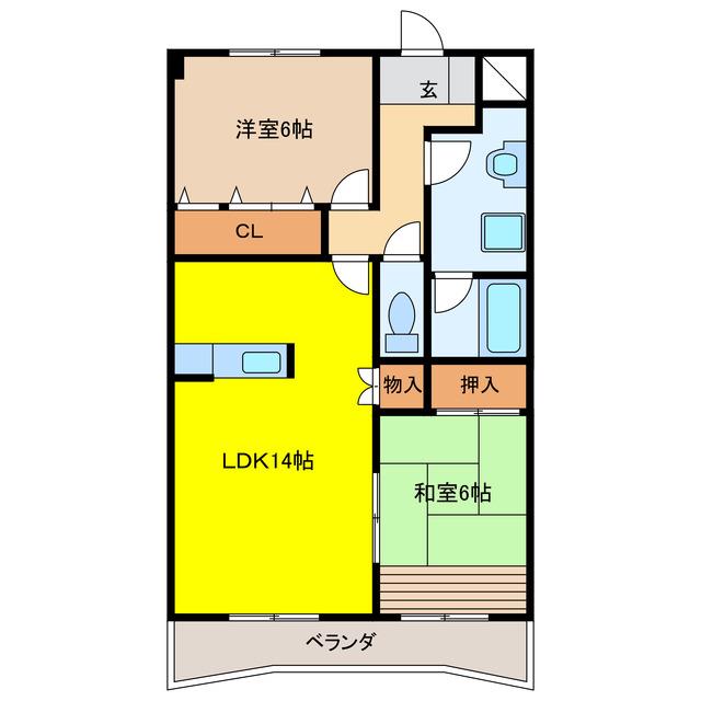 H・FIELD11(2LDK/6階)の間取り写真