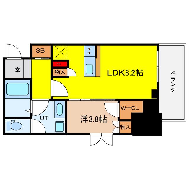 ルフォンプログレ堺筋本町タワーレジデンス(1LDK/3階)の間取り写真