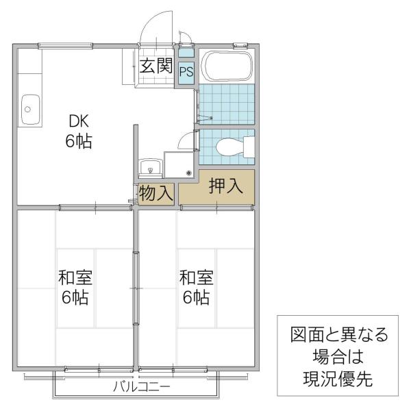DIコーポ A棟(2DK/2階)の間取り写真