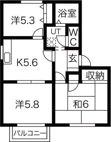 グレース北野 C棟(3K/2階)の間取り写真