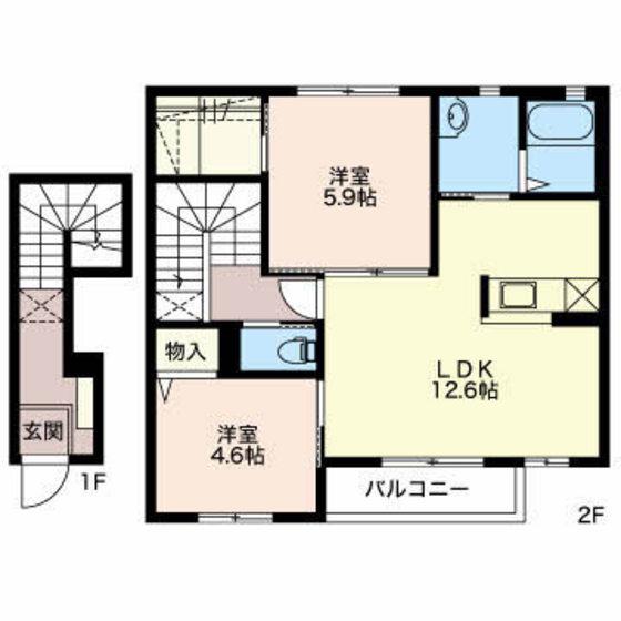 シャンテ(2LDK/2階)の間取り写真