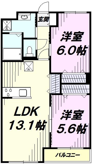 ブランメゾン(2LDK/2階)の間取り写真