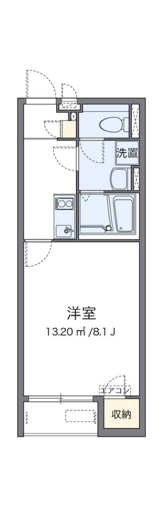 クレイノOAKCOURT長橋II(1K/1階)の間取り写真