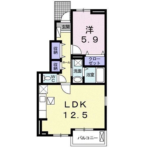 フレーシュA(1LDK/1階)の間取り写真