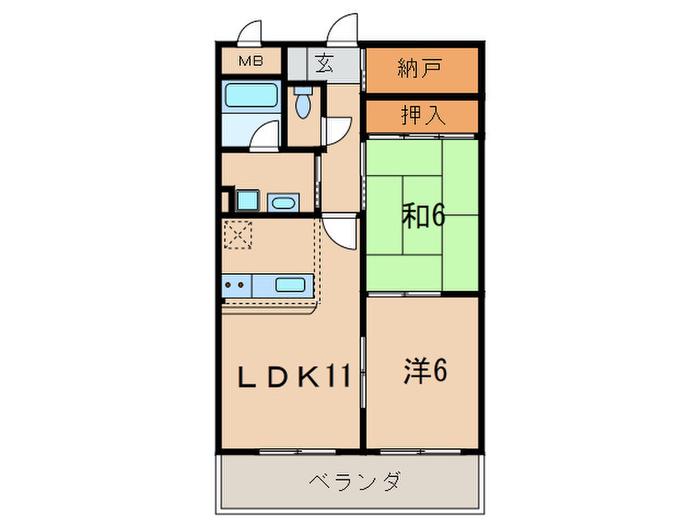 ブルーム(2LDK/4階)の間取り写真