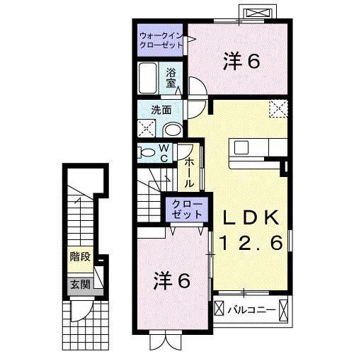 A BELLE K II(2LDK/2階)の間取り写真