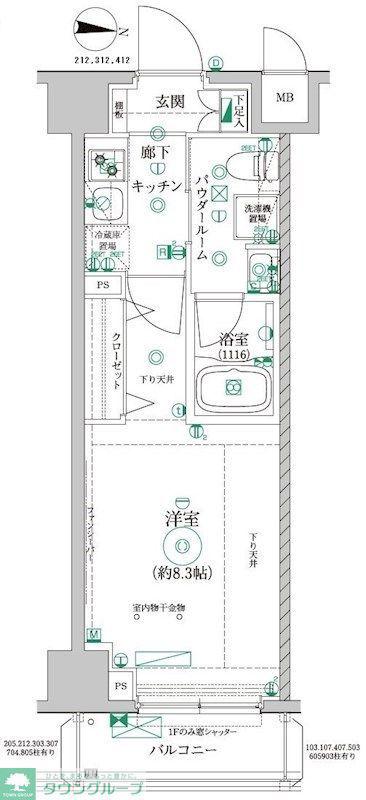 レアライズ清澄白河(1K/1階)の間取り写真