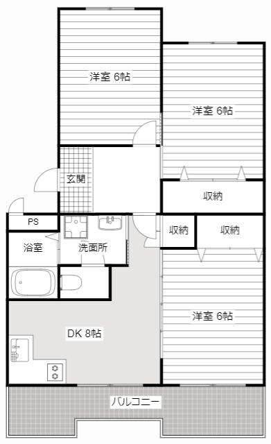 セントラルハイツB(3DK/1階)の間取り写真