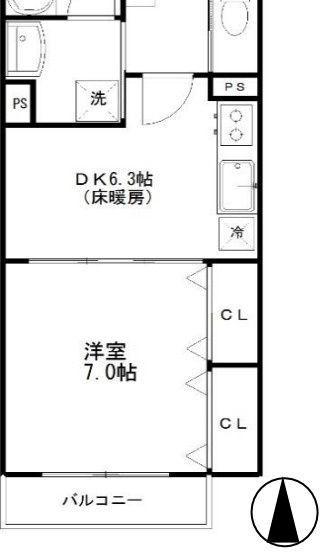ヒルズ代沢4丁目(1DK/1階)の間取り写真