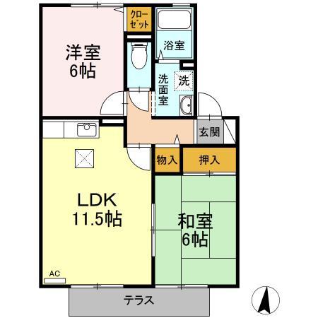 ウィルモアWADA(2LDK/1階)の間取り写真