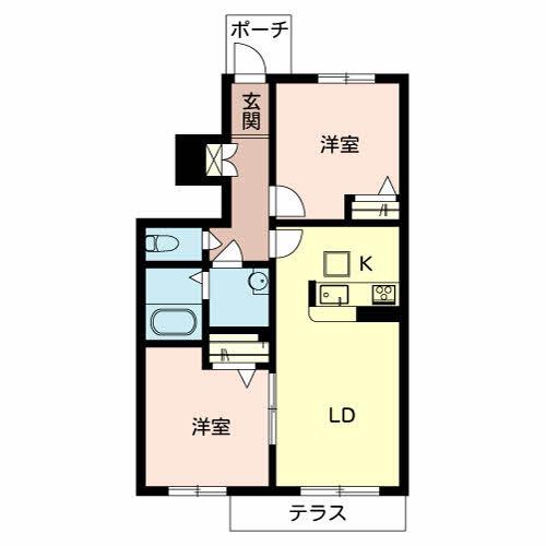 シャーメゾン・フローラ(2LDK/1階)の間取り写真